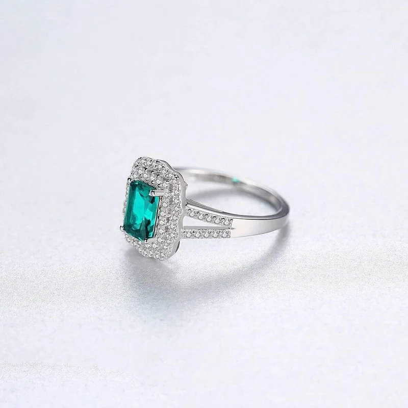 925 Sterling Silber Smaragd Edelstein Hochzeit Engagement Diamanten Ring Frauen Edlen Schmuck Großhandel
