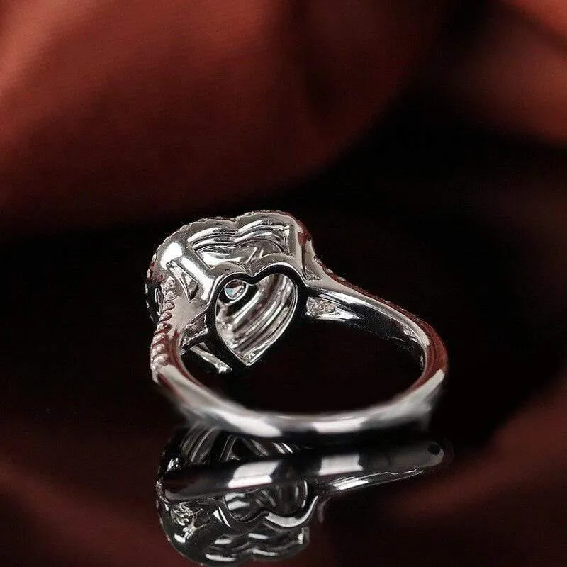 925 Sterling Silber Liebe Herz Rosa Quarz Edelstein Hochzeit Verlobung Diamanten Ring Edlen Schmuck Großhandel