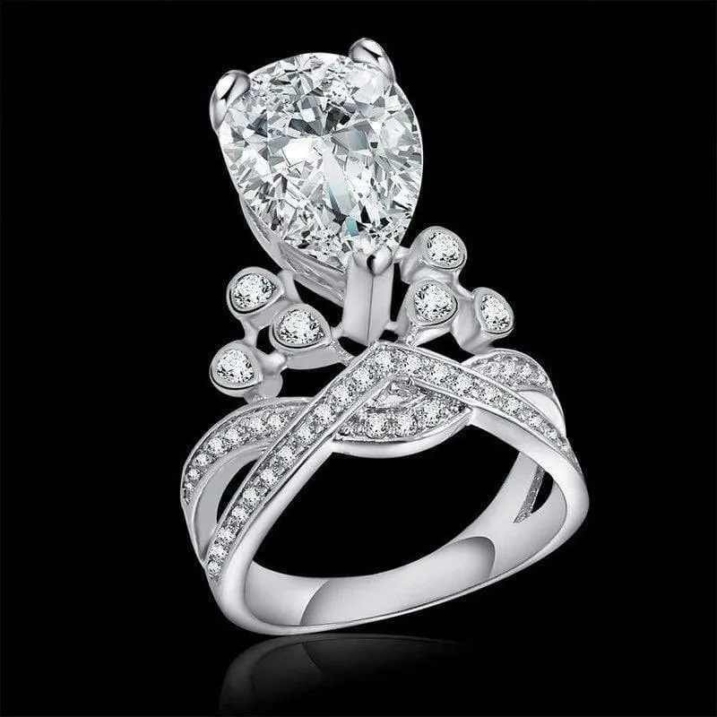 925er Sterlingsilber-Moissanit-Edelstein, Hochzeit, Verlobung, Diamanten, Kronenring, edler Schmuck im Großhandel