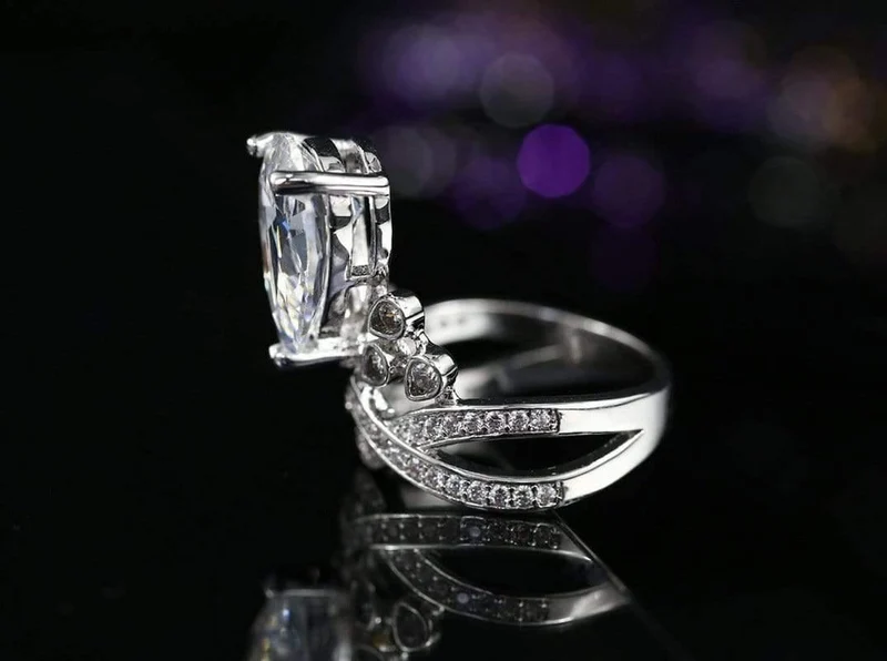 925er Sterlingsilber-Moissanit-Edelstein, Hochzeit, Verlobung, Diamanten, Kronenring, edler Schmuck im Großhandel