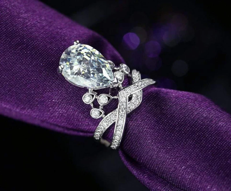 925er Sterlingsilber-Moissanit-Edelstein, Hochzeit, Verlobung, Diamanten, Kronenring, edler Schmuck im Großhandel