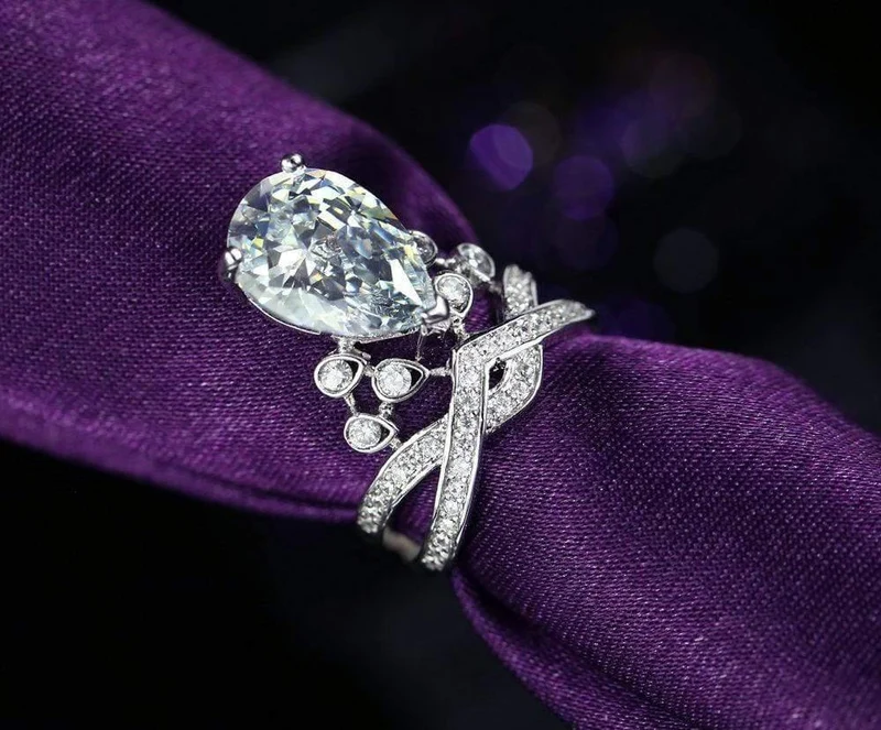 925er Sterlingsilber-Moissanit-Edelstein, Hochzeit, Verlobung, Diamanten, Kronenring, edler Schmuck im Großhandel