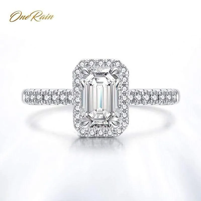 925 Sterling Silber erstellt Moissanite Diamanten Crystal Edelstein Engagement Eheringe Schmuck Großhandel