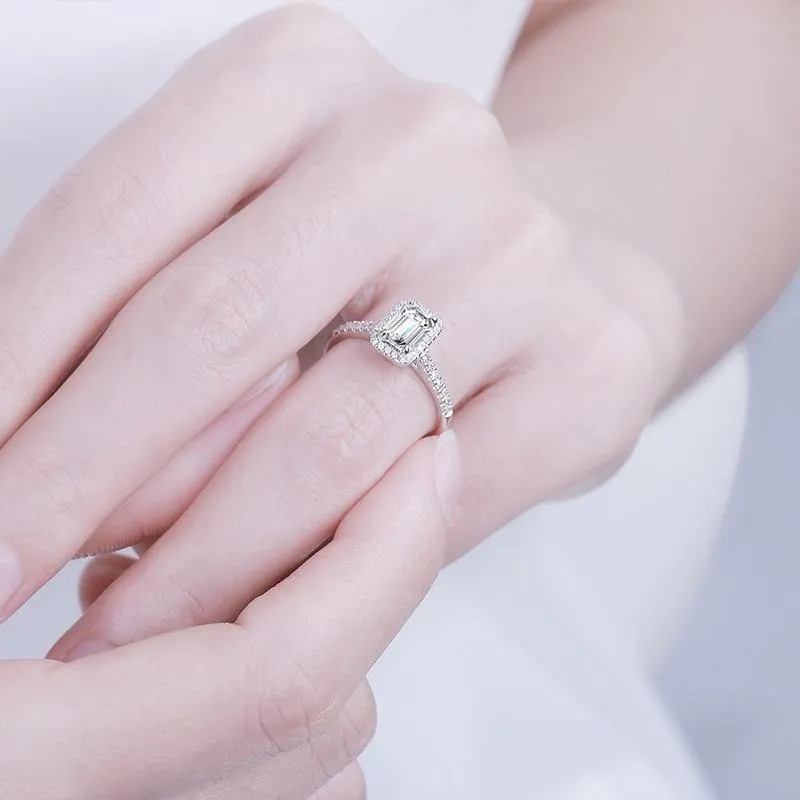 925 Sterling Silber erstellt Moissanite Diamanten Crystal Edelstein Engagement Eheringe Schmuck Großhandel