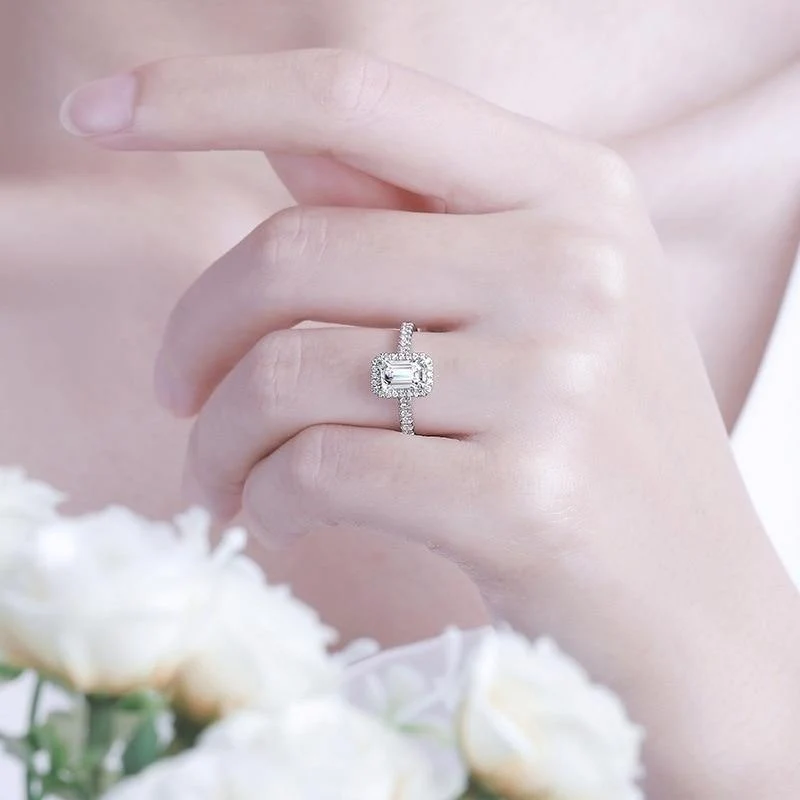 925 Sterling Silber erstellt Moissanite Diamanten Crystal Edelstein Engagement Eheringe Schmuck Großhandel