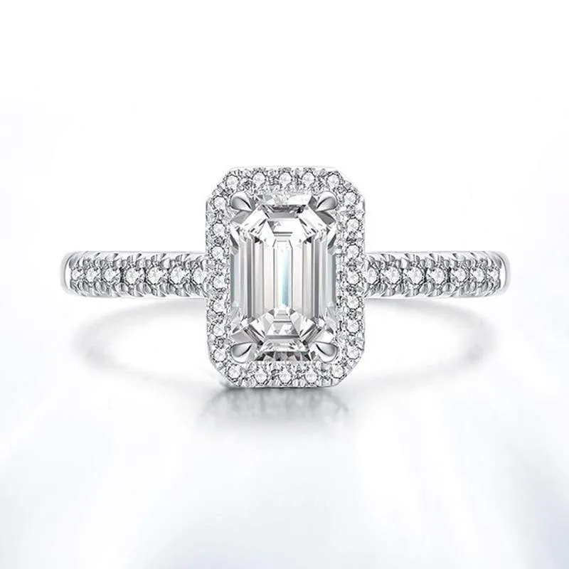 925 Sterling Silber erstellt Moissanite Diamanten Crystal Edelstein Engagement Eheringe Schmuck Großhandel