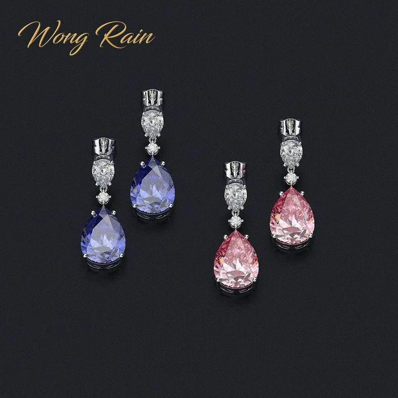 925 Sterling Silber Saphir Edelstein Tropfen Baumeln Diamanten Jubiläum Ohrringe Feiner Schmuck Geschenk Großhandel