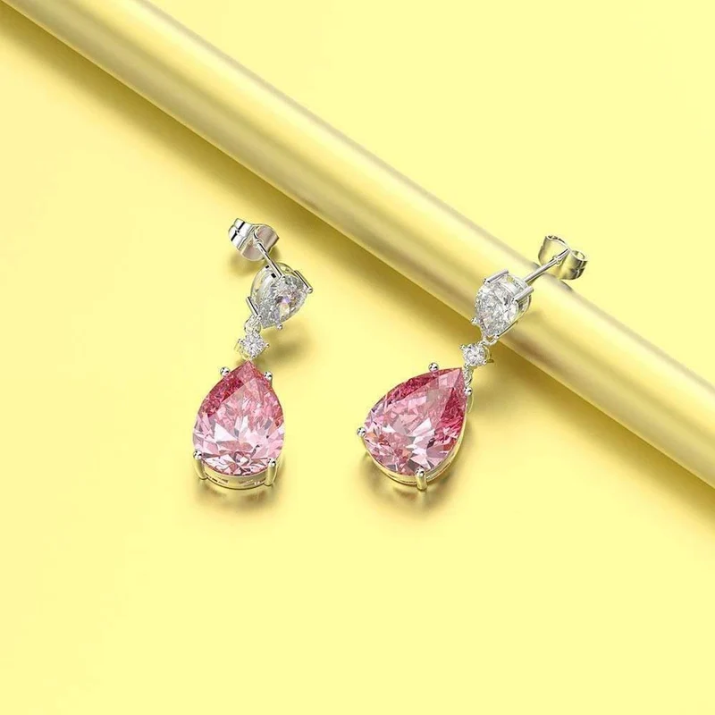 925 Sterling Silber Saphir Edelstein Tropfen Baumeln Diamanten Jubiläum Ohrringe Feiner Schmuck Geschenk Großhandel