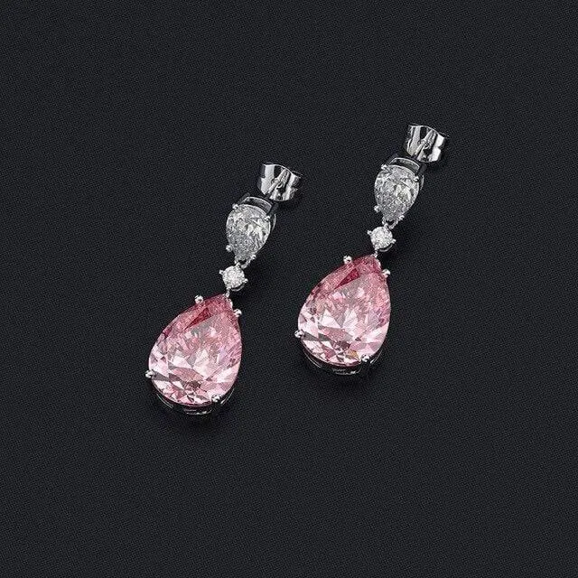 925 Sterling Silber Saphir Edelstein Tropfen Baumeln Diamanten Jubiläum Ohrringe Feiner Schmuck Geschenk Großhandel