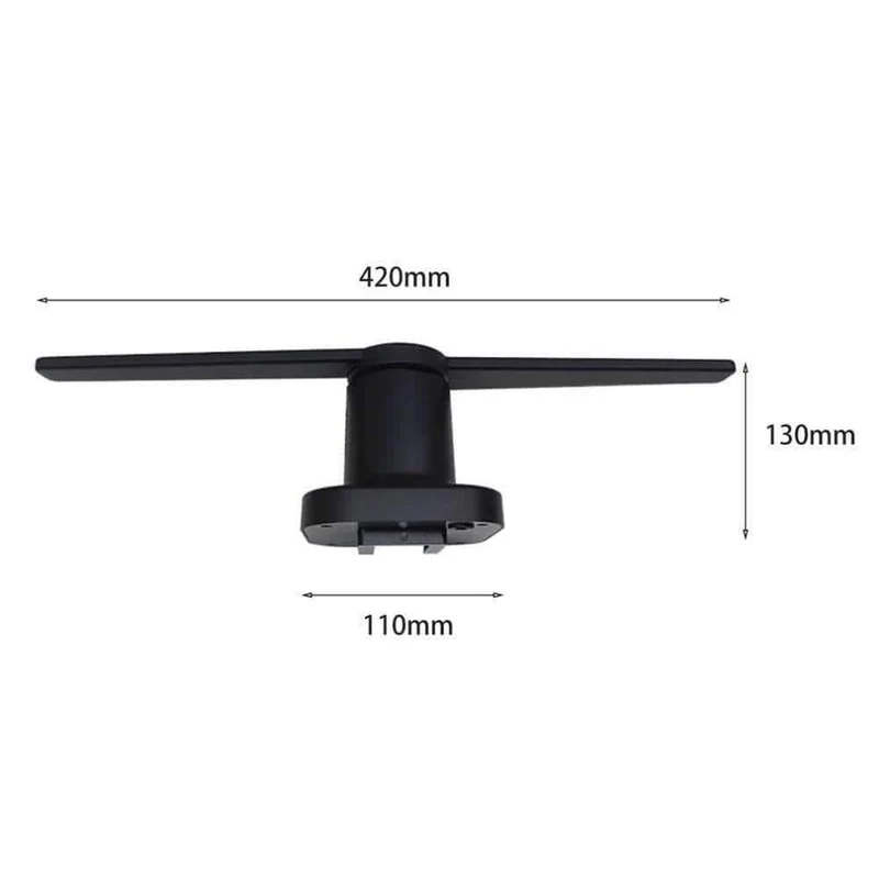 LED-Hologramm-Projektor, tragbarer Hologramm-Player, 3D-Hologramm-Anzeige, Fan, einzigartiger Hologramm-Projektor, Schwarz