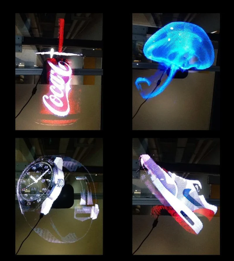 LED-Hologramm-Projektor, tragbarer Hologramm-Player, 3D-Hologramm-Anzeige, Fan, einzigartiger Hologramm-Projektor, Schwarz