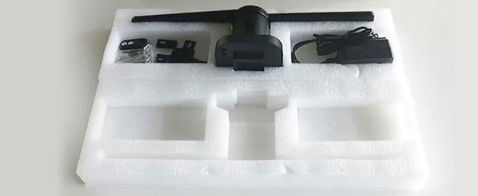 LED-Hologramm-Projektor, tragbarer Hologramm-Player, 3D-Hologramm-Anzeige, Fan, einzigartiger Hologramm-Projektor, Schwarz