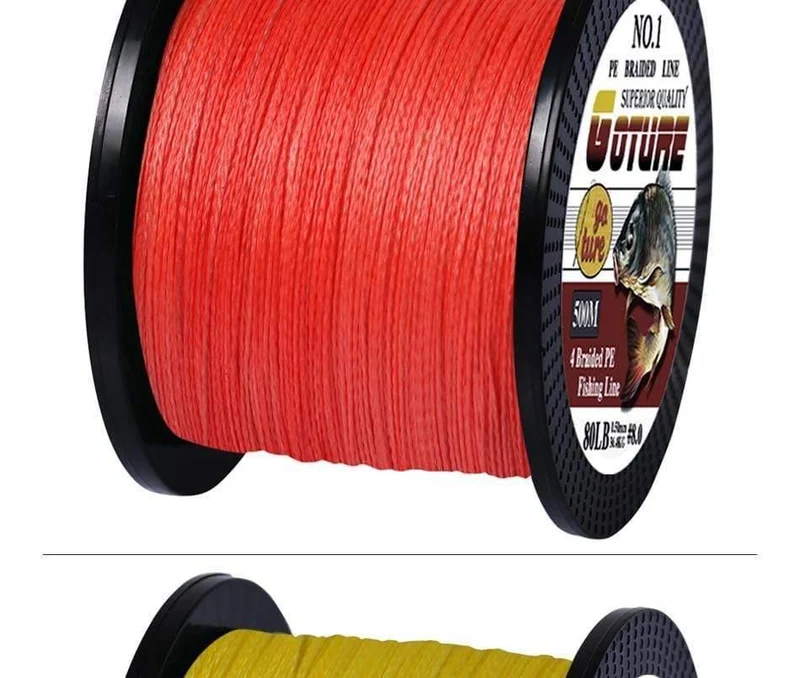 Geflochtene Angelschnur Multifilament 500M 4 Strands Cord Karpfen Angelschnur für Süß- und Salzwasser 8-80 LB