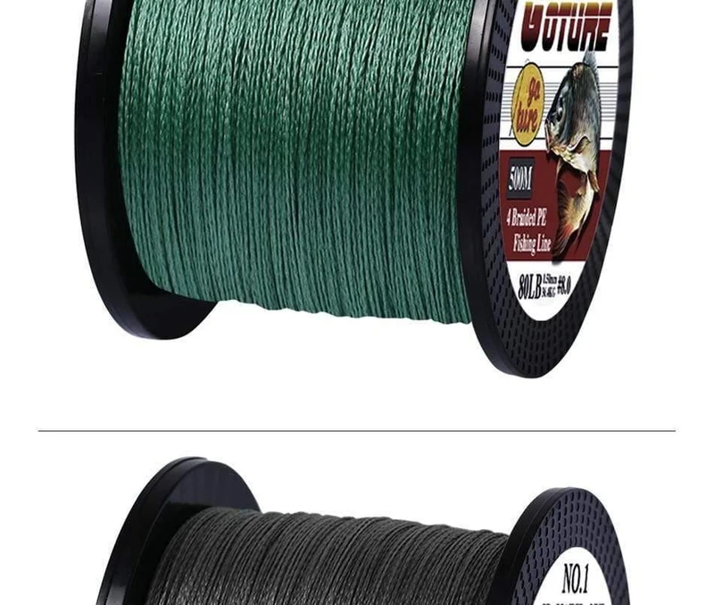 Geflochtene Angelschnur Multifilament 500M 4 Strands Cord Karpfen Angelschnur für Süß- und Salzwasser 8-80 LB