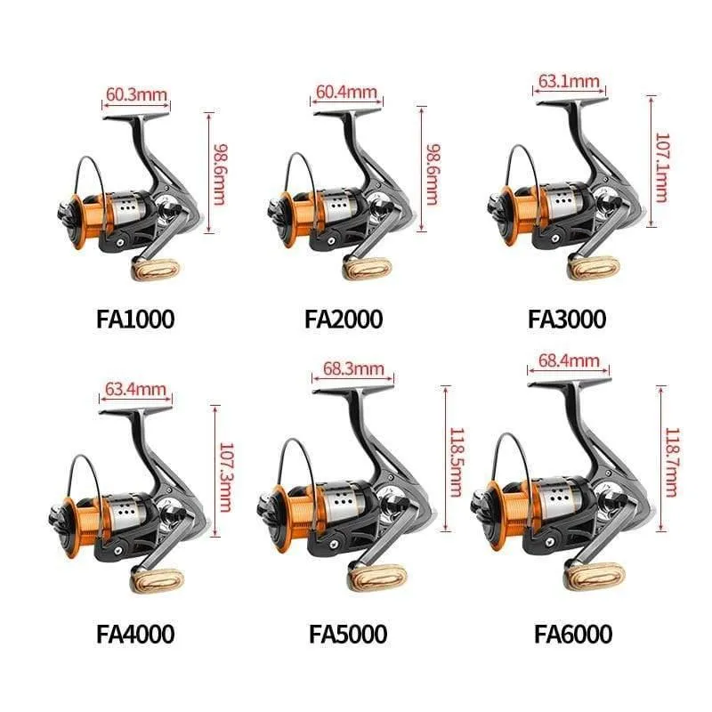 Spinning angeln reel 13BB Keine lücke FA3000 4000 6000 Alle metall rad 8KG Pike Orange schwarz Spinning reel High Speed ​​rad karpfen