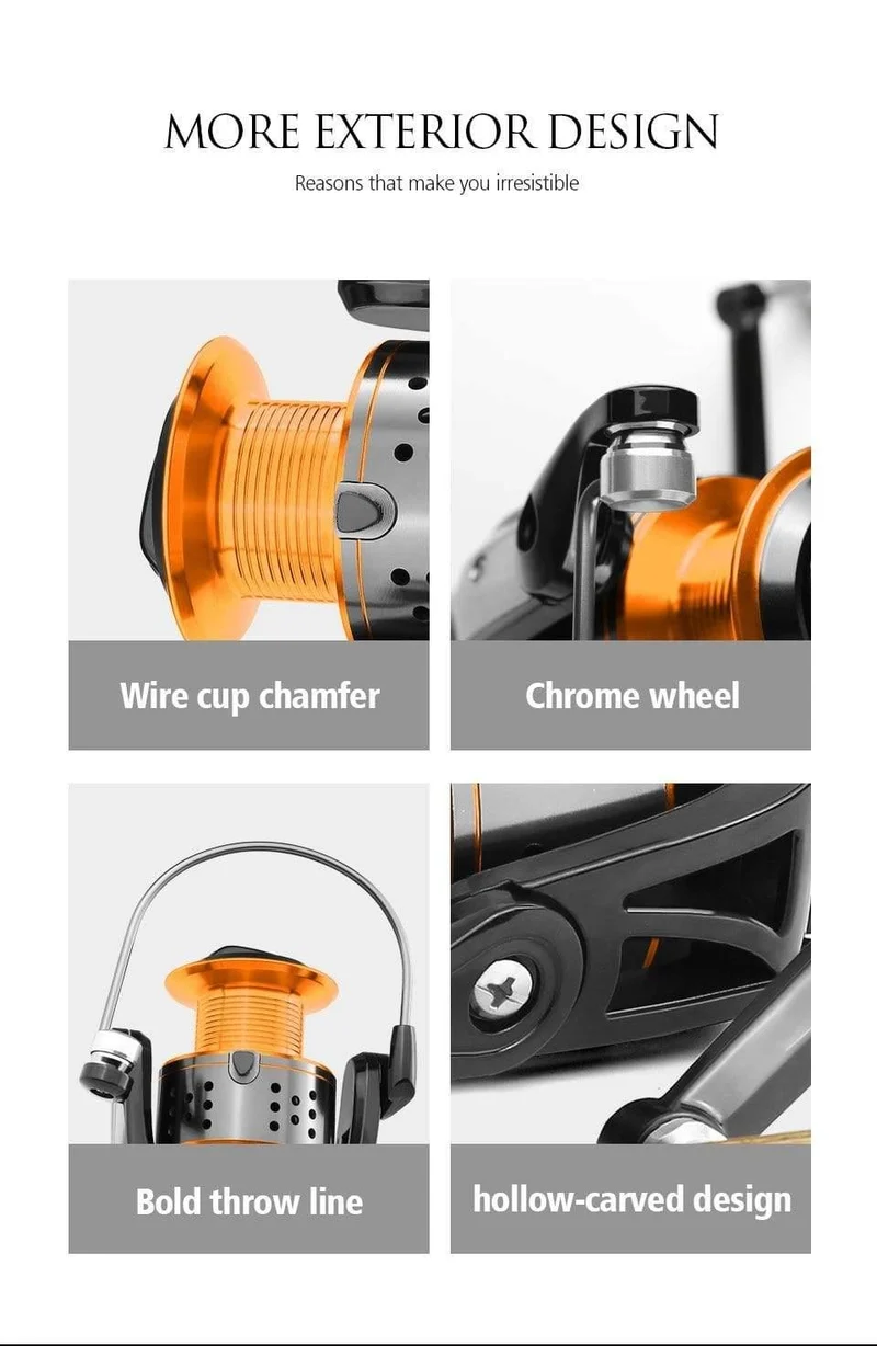 Spinning angeln reel 13BB Keine lücke FA3000 4000 6000 Alle metall rad 8KG Pike Orange schwarz Spinning reel High Speed ​​rad karpfen
