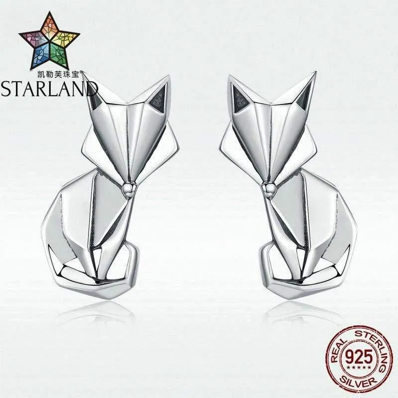 925 Sterling Silber Klapp Fuchs Ohrstecker für Frauen Engagement Party romantische Glück Schmuck Geschenk