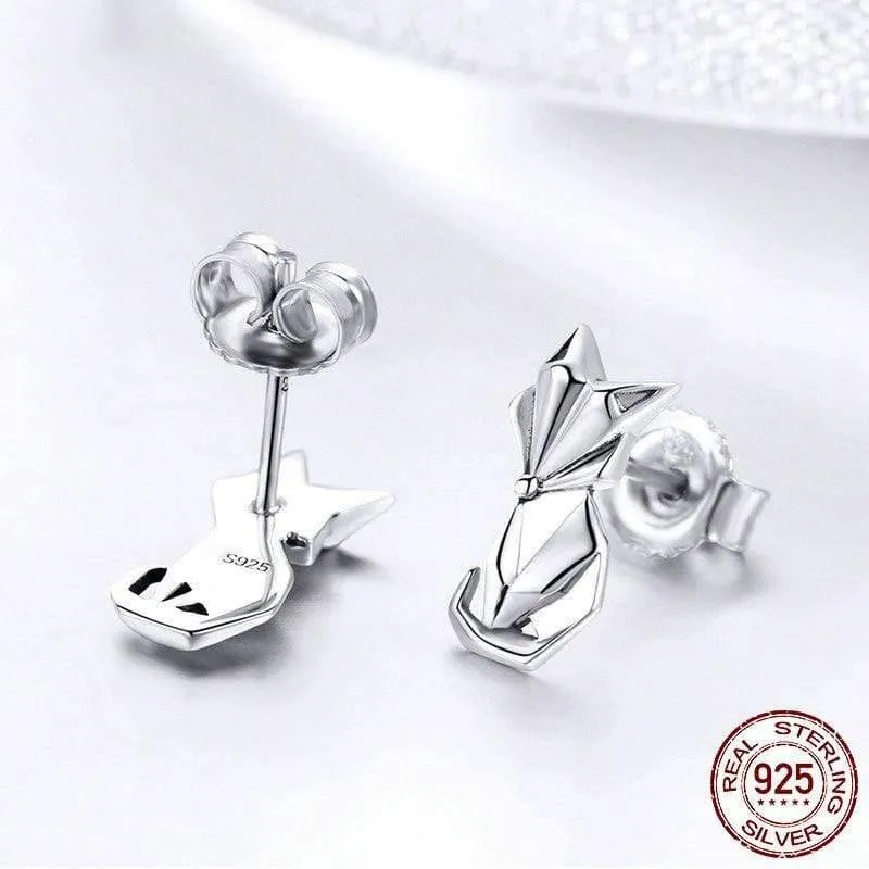 925 Sterling Silber Klapp Fuchs Ohrstecker für Frauen Engagement Party romantische Glück Schmuck Geschenk