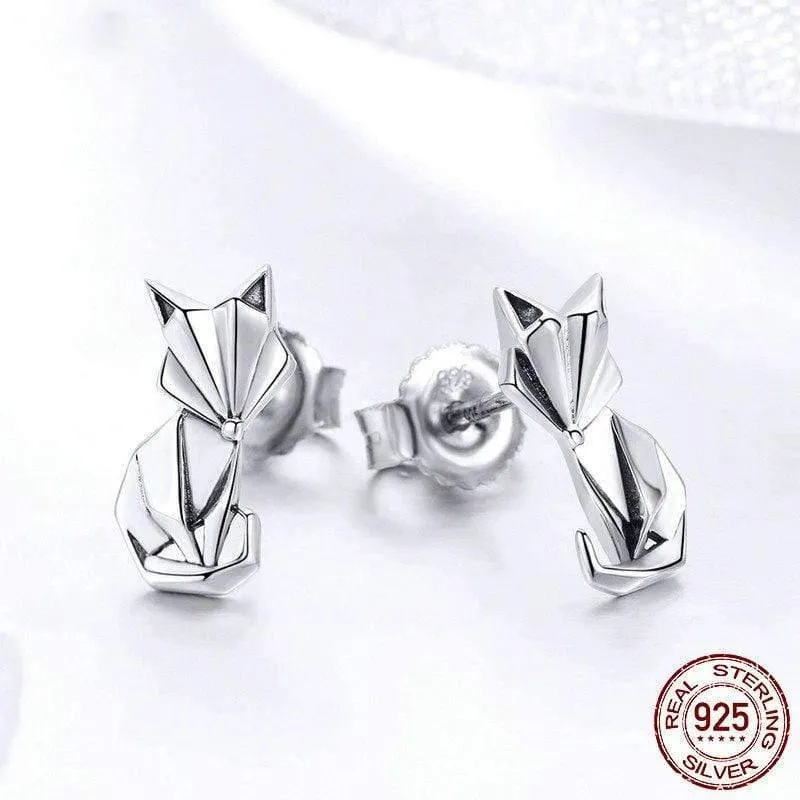 925 Sterling Silber Klapp Fuchs Ohrstecker für Frauen Engagement Party romantische Glück Schmuck Geschenk