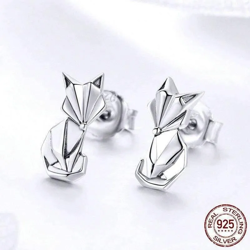 925 Sterling Silber Klapp Fuchs Ohrstecker für Frauen Engagement Party romantische Glück Schmuck Geschenk