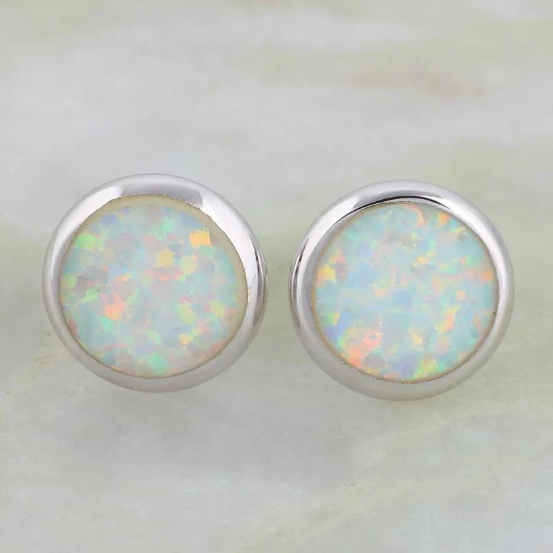 925 Sterling Silber Weiß Feueropal Ohrringe Für Frauen Niedlichen Schmuck E078
