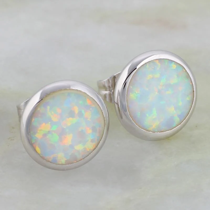925 Sterling Silber Weiß Feueropal Ohrringe Für Frauen Niedlichen Schmuck E078