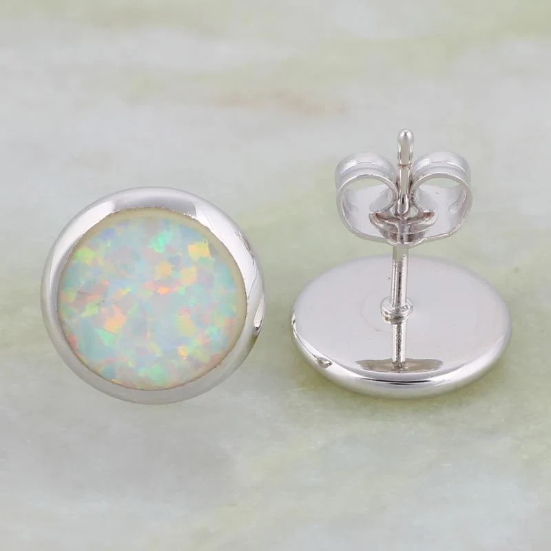 925 Sterling Silber Weiß Feueropal Ohrringe Für Frauen Niedlichen Schmuck E078