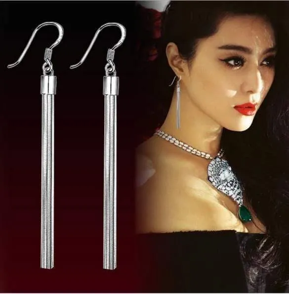Modeschmuck Quaste Ohren hängen Für Frau 925 Sterling Silber Anhänger Ohrringe YS57