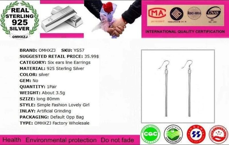 Modeschmuck Quaste Ohren hängen Für Frau 925 Sterling Silber Anhänger Ohrringe YS57