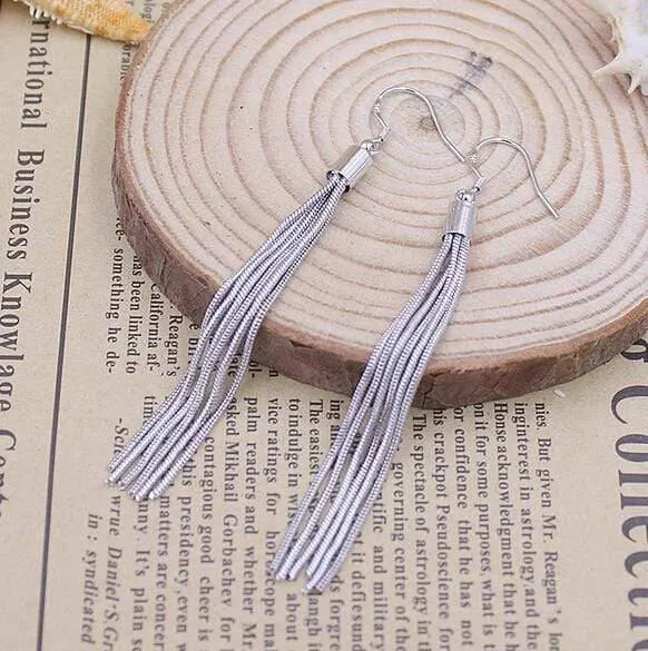 Modeschmuck Quaste Ohren hängen Für Frau 925 Sterling Silber Anhänger Ohrringe YS57