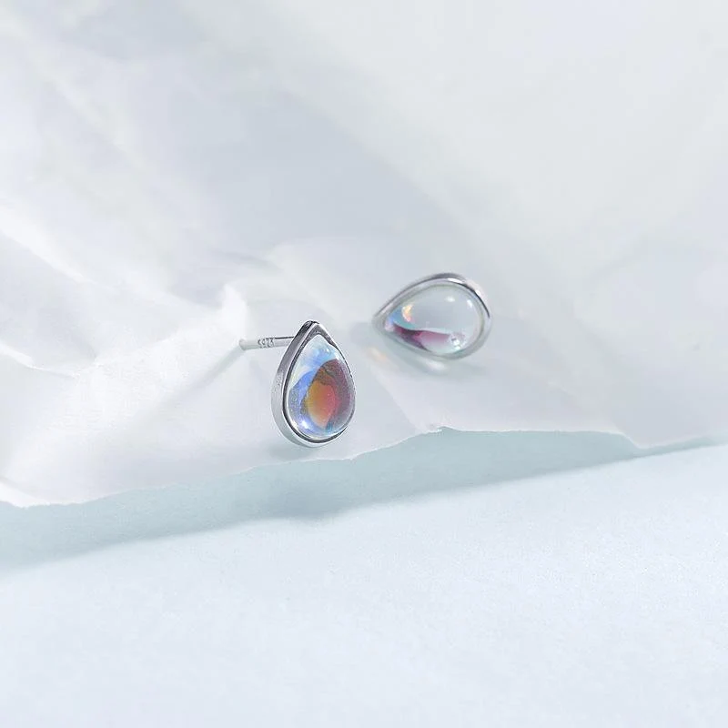 925 Sterling Silber Wassertropfen Naturstein Mondstein Ohrstecker Für Frauen Einfache Mode Party Schmuck