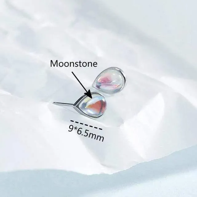 925 Sterling Silber Wassertropfen Naturstein Mondstein Ohrstecker Für Frauen Einfache Mode Party Schmuck