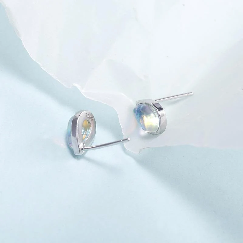 925 Sterling Silber Wassertropfen Naturstein Mondstein Ohrstecker Für Frauen Einfache Mode Party Schmuck
