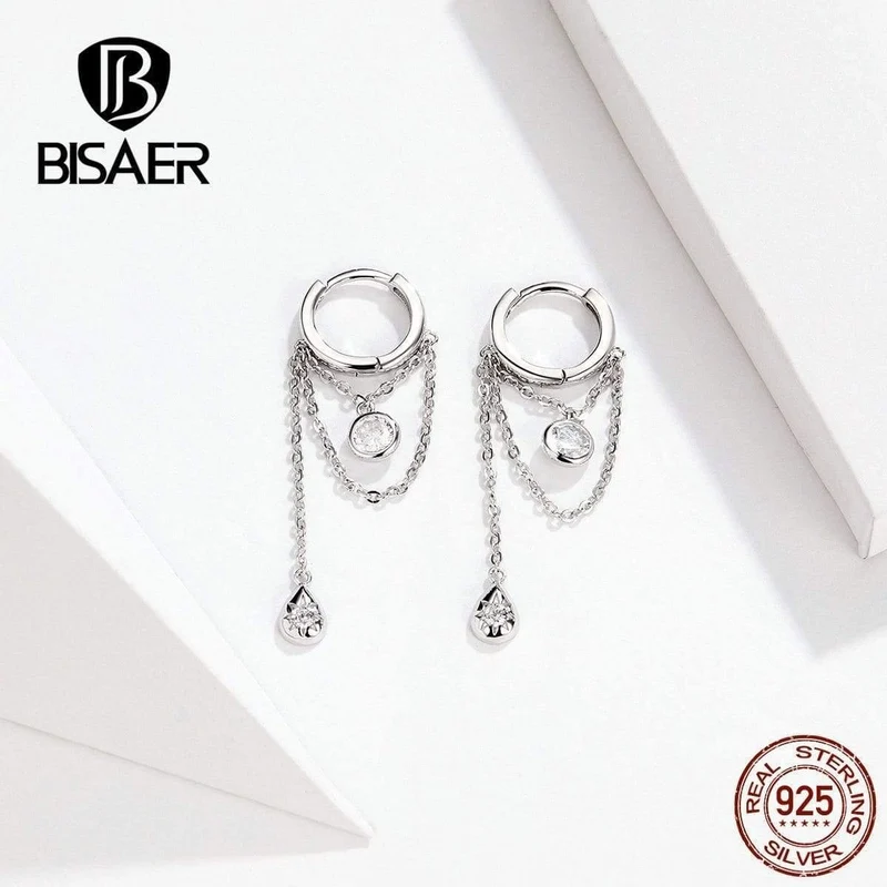 925 Sterling Silber Geometrische Übertreibung Ohrstecker für Frauen Kubikzircon Sterling Silber Schmuck ECE638