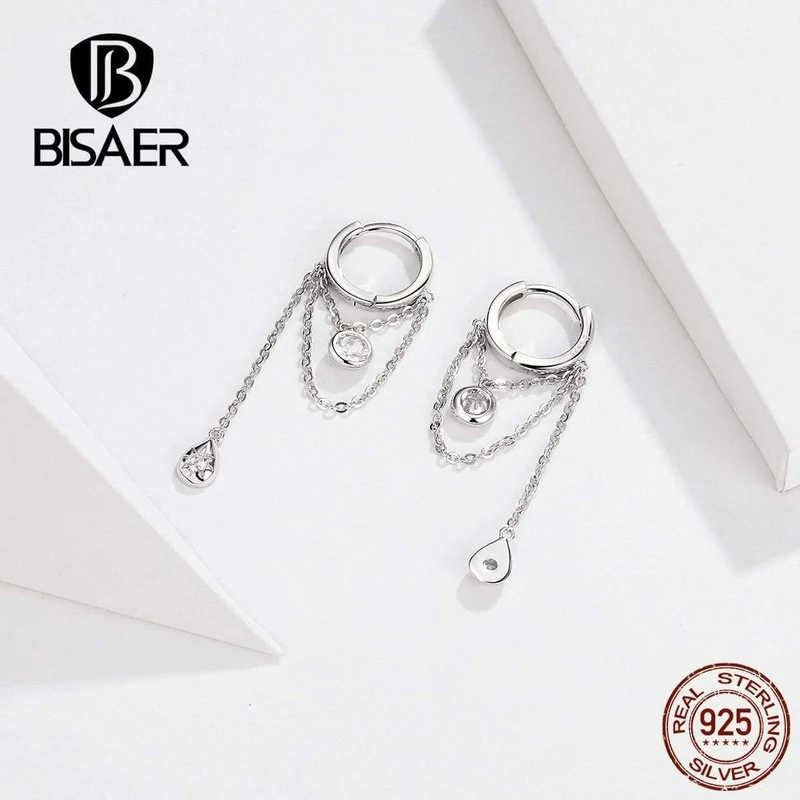 925 Sterling Silber Geometrische Übertreibung Ohrstecker für Frauen Kubikzircon Sterling Silber Schmuck ECE638
