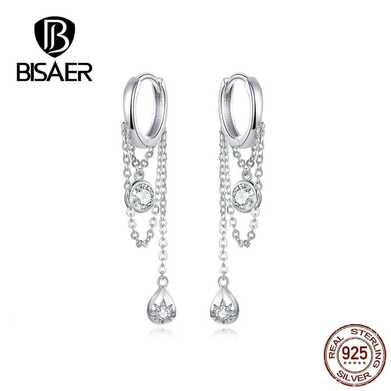 925 Sterling Silber Geometrische Übertreibung Ohrstecker für Frauen Kubikzircon Sterling Silber Schmuck ECE638