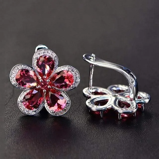 Design Rubin Edelstein Clip Ohrringe für Frauen Solide 925 Sterling Silber Schmuck Hochzeit Weihnachten Geschenke