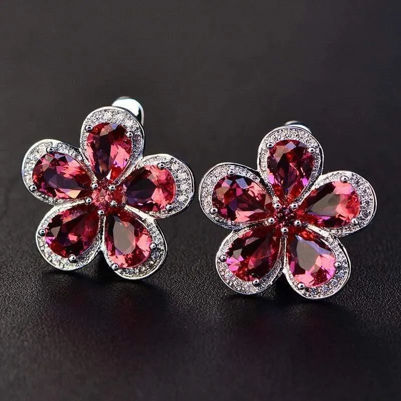 Design Rubin Edelstein Clip Ohrringe für Frauen Solide 925 Sterling Silber Schmuck Hochzeit Weihnachten Geschenke