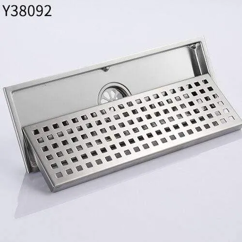 Bodenablauf, 30 x 11 cm, rechteckig, Edelstahl, großer Durchfluss, Badezimmer-Ablauf, Badezimmer-Zubehör, Y38092 (Y38092)