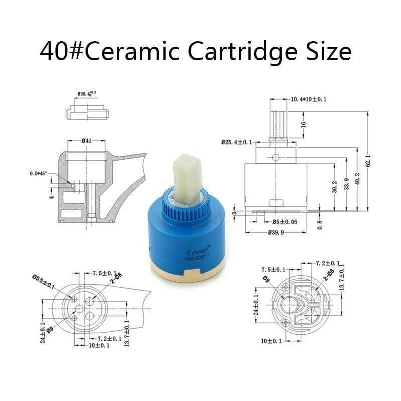 10pcs 40mm Keramikkartusche für Wasserhahnmischer Low Torque Spindel Free Rotation Flat Base Küchenarmatur Zubehör F50