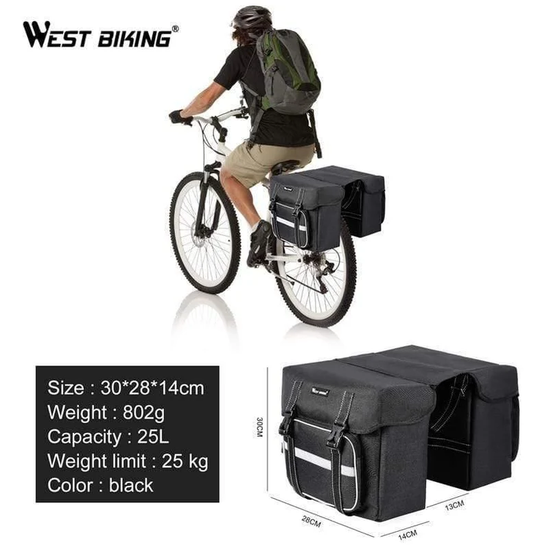 25L Fahrradtaschen Radfahren Hinten Doppelseite Reisetasche Schwanz Sitztasche Fahrrad Gepäckträger Fahrradträger Kofferraumtasche