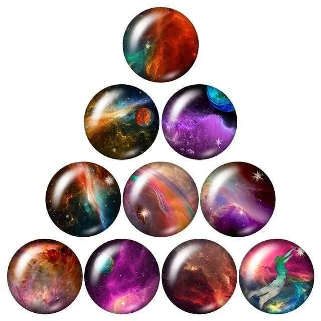 Beauty Out space Planet Kosmischer Nebel 10pcs Mix 12mm / 18mm / 20mm / 25mm Rundes Foto-Demoglas Cabochon mit flachem Rücken Erkenntnisse sammeln