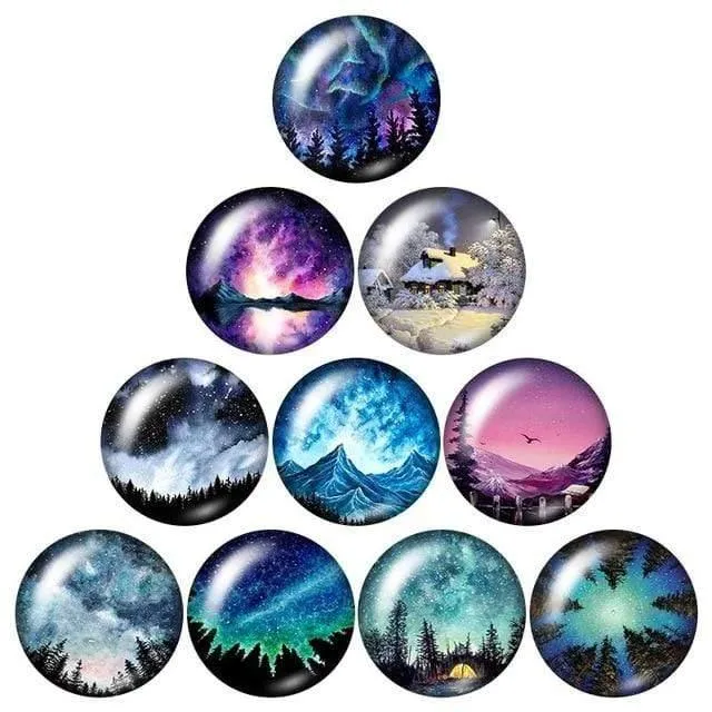Beauty Out space Planet Kosmischer Nebel 10pcs Mix 12mm / 18mm / 20mm / 25mm Rundes Foto-Demoglas Cabochon mit flachem Rücken Erkenntnisse sammeln