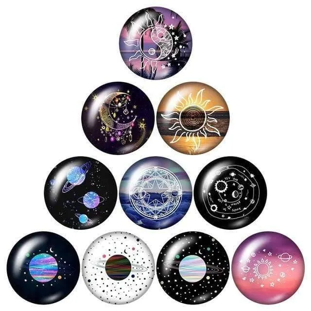 Beauty Out space Planet Kosmischer Nebel 10pcs Mix 12mm / 18mm / 20mm / 25mm Rundes Foto-Demoglas Cabochon mit flachem Rücken Erkenntnisse sammeln