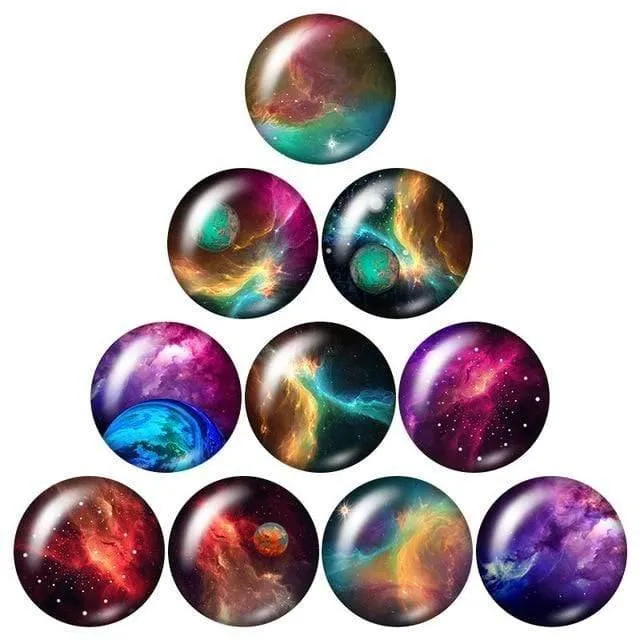 Beauty Out space Planet Kosmischer Nebel 10pcs Mix 12mm / 18mm / 20mm / 25mm Rundes Foto-Demoglas Cabochon mit flachem Rücken Erkenntnisse sammeln