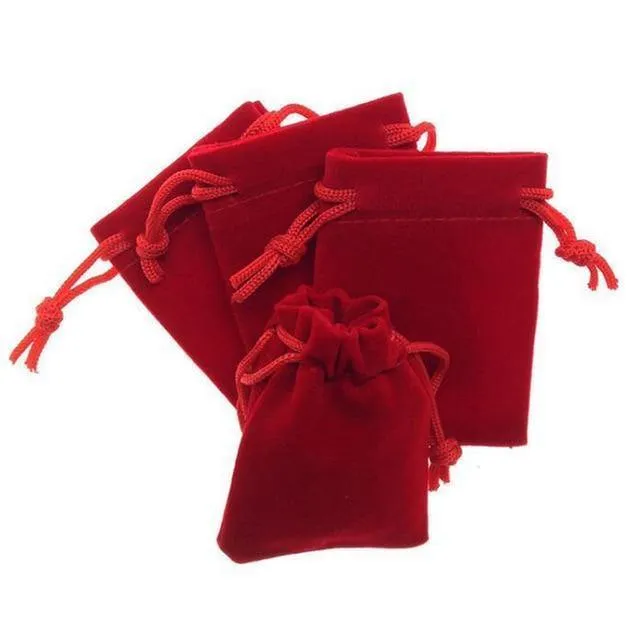 100pcs / lot 5x7, 7x9, 8x10, 10x12cm Kordelzug Samt Taschen & Beutel Schmuck Taschen Geschenkverpackung Tasche Individuell bedruckbares Logo