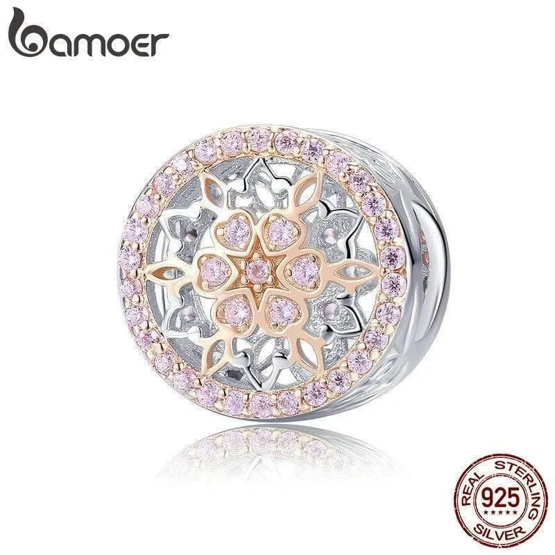 Echtes 925 Sterling Silber blühende Knospen klare Cubic Zirkon Perlen Charms passen Armbänder DIY Schmuck machen SCC923