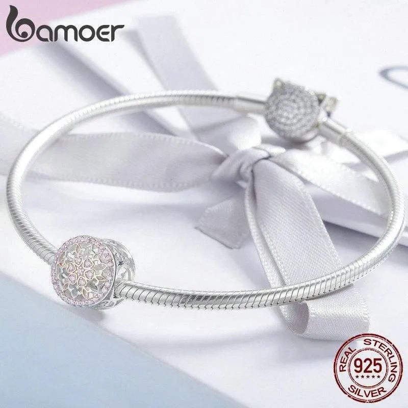 Echtes 925 Sterling Silber blühende Knospen klare Cubic Zirkon Perlen Charms passen Armbänder DIY Schmuck machen SCC923