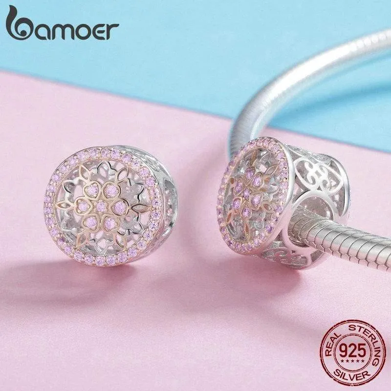 Echtes 925 Sterling Silber blühende Knospen klare Cubic Zirkon Perlen Charms passen Armbänder DIY Schmuck machen SCC923