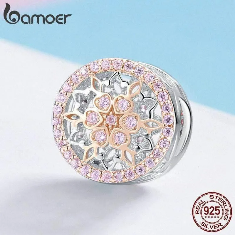 Echtes 925 Sterling Silber blühende Knospen klare Cubic Zirkon Perlen Charms passen Armbänder DIY Schmuck machen SCC923